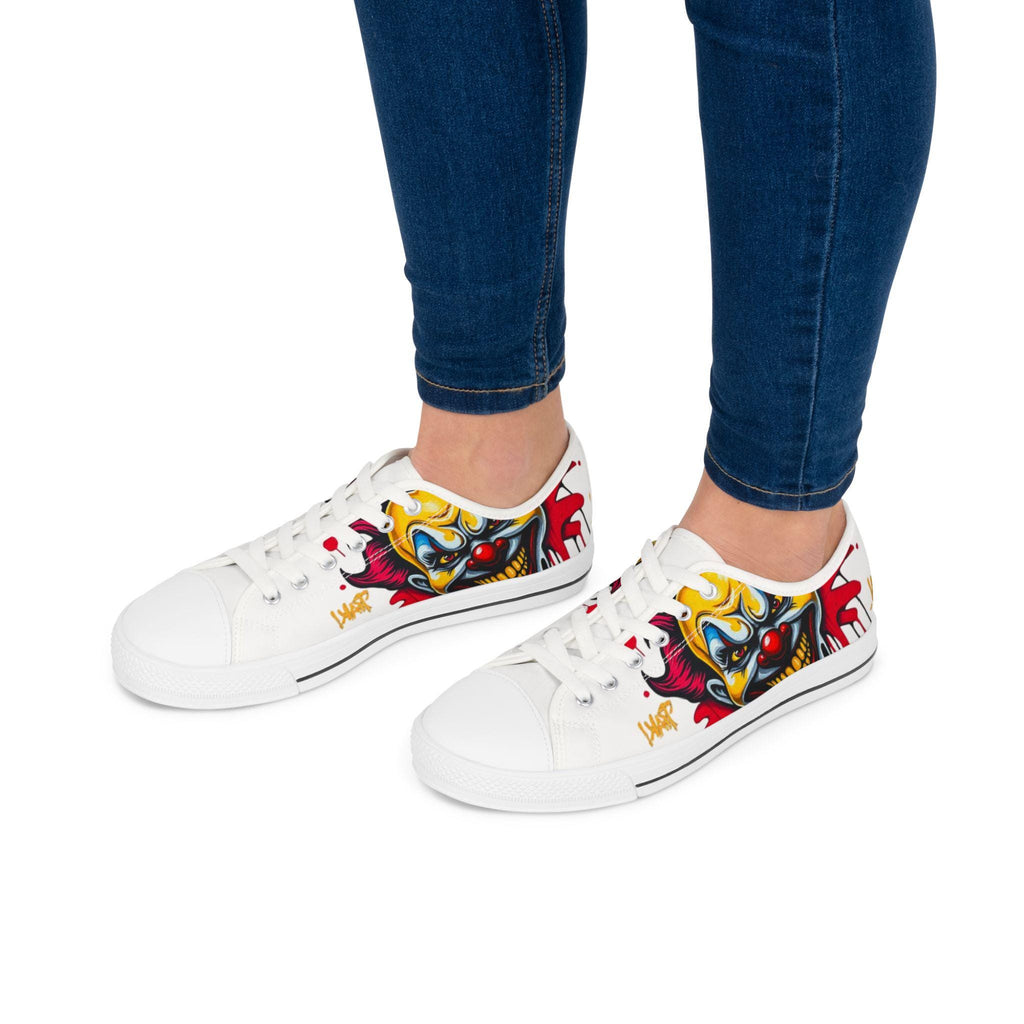 Evil Circus Clown Women's Low Top Sneakers | Horror Graffiti Art