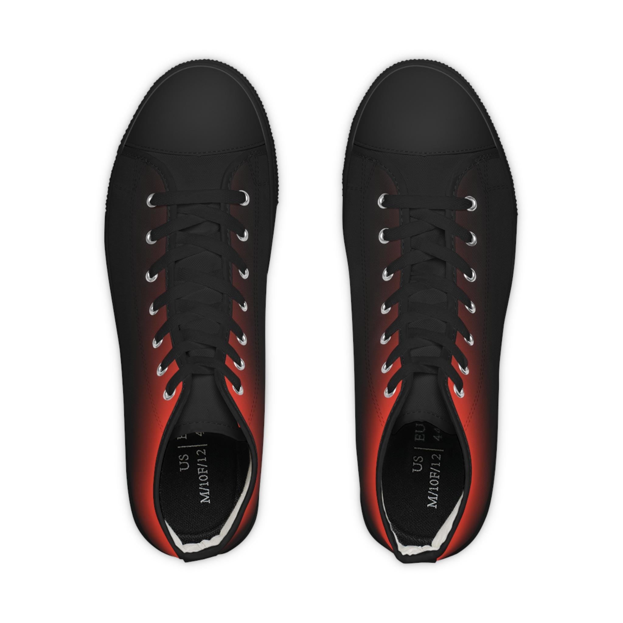 Red to Black Gradient High Top Sneakers | Ombre Canvas Shoes