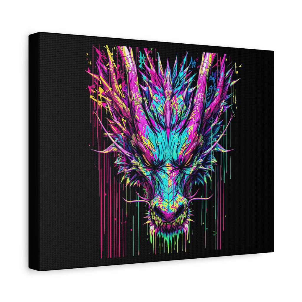 Neon Dripping Dragon Matte Canvas