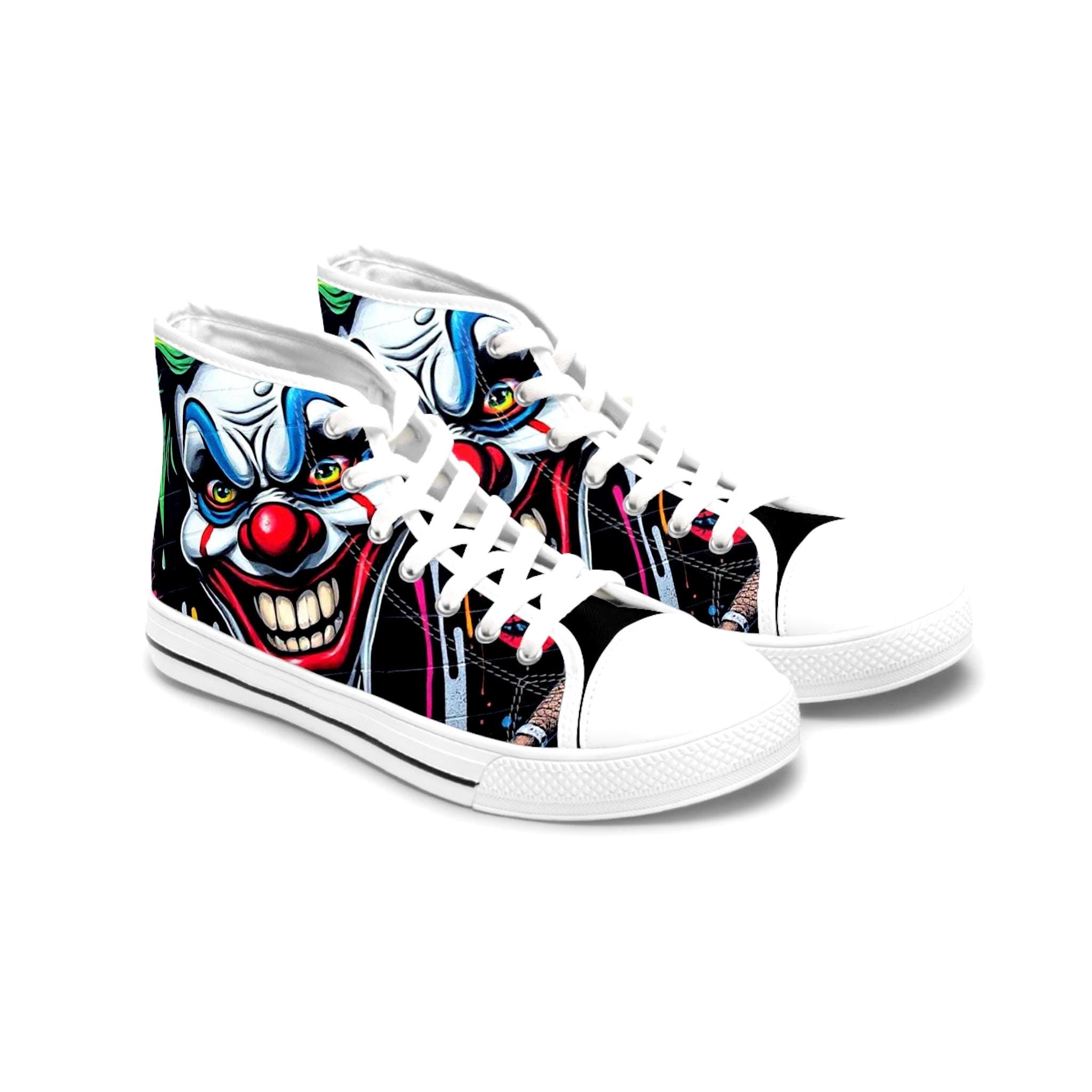 Creepy Clown Face High Top Sneakers | Horror Face Skate Shoes