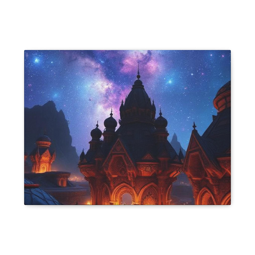 Fantasy Night Sky Palace Canvas | Matte Stretched Wall Art