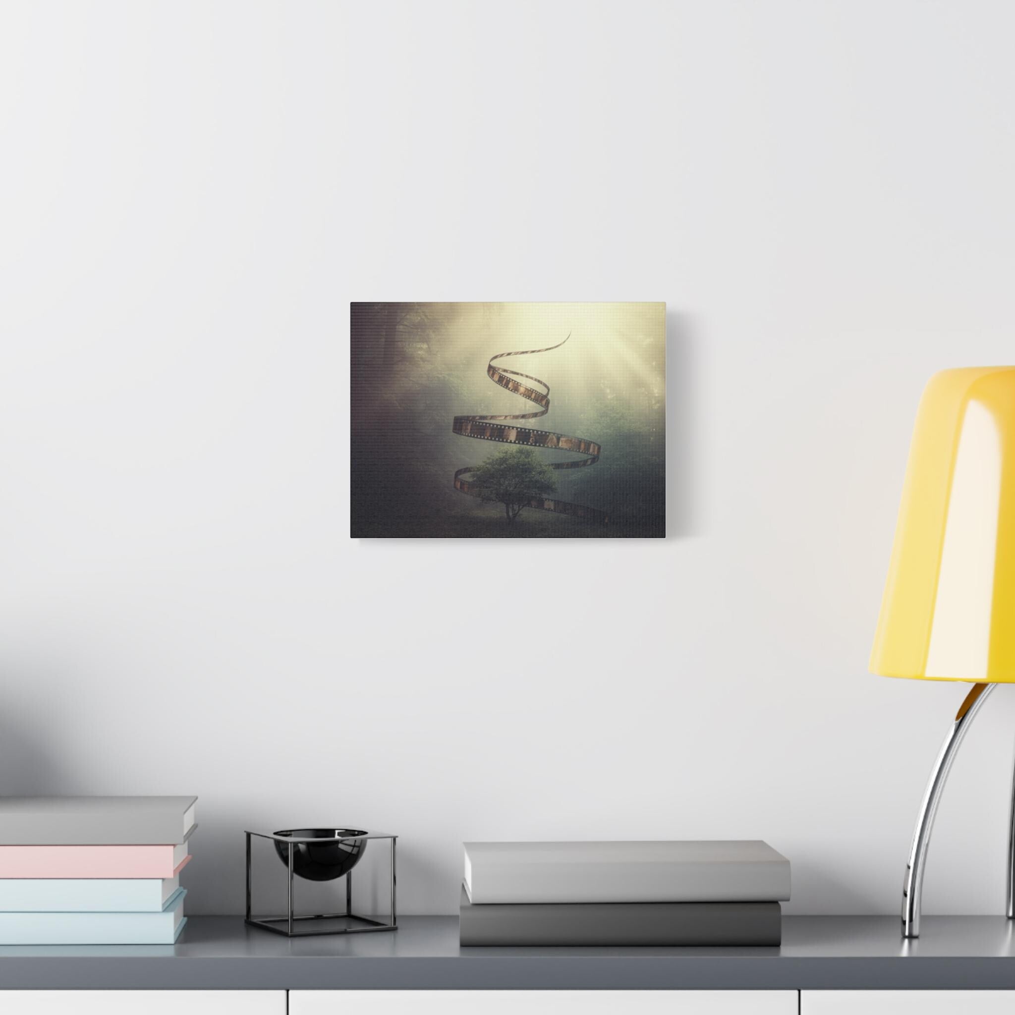 Film Reel Spiral Over Tree Canvas