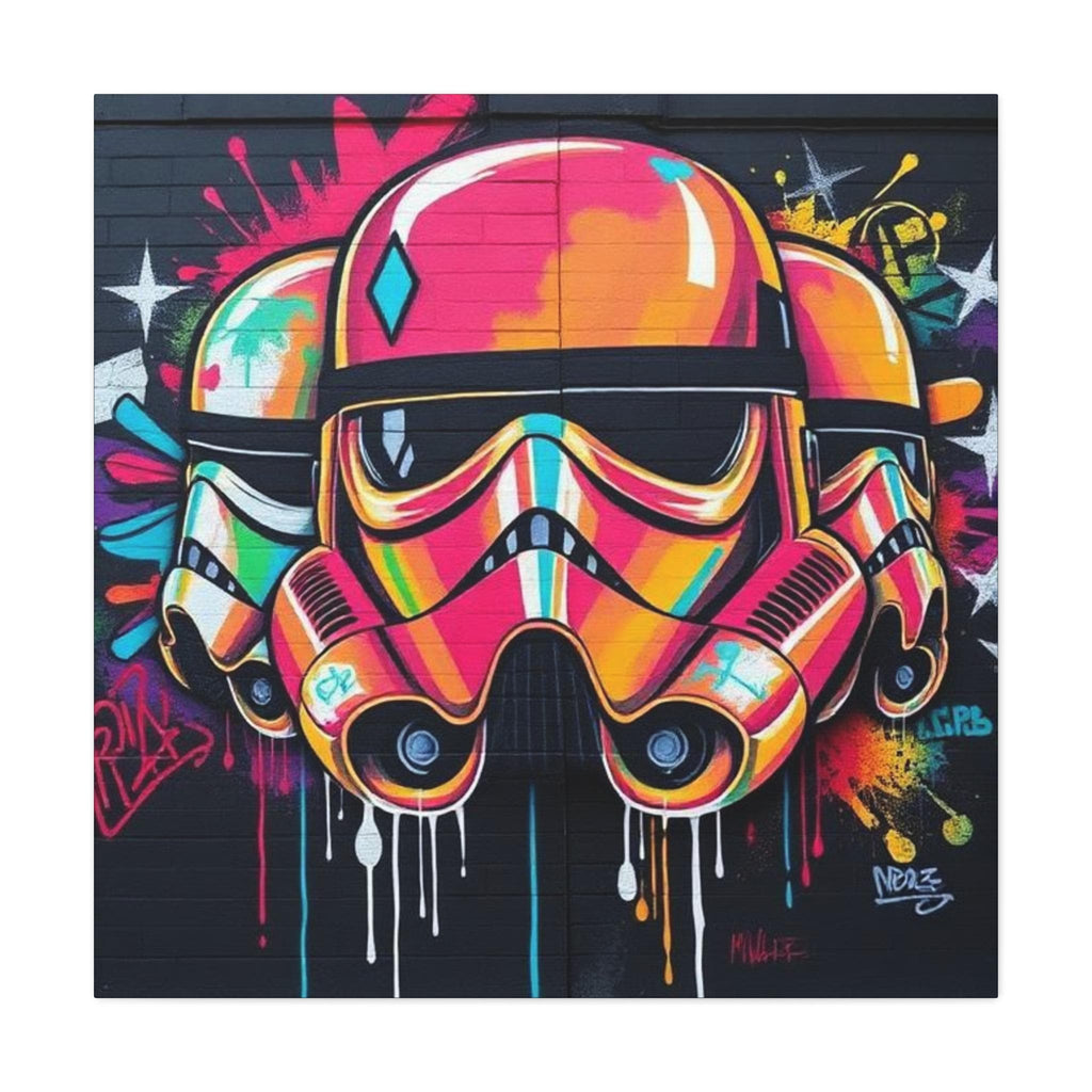 Neon Graffiti Space Trooper Canvas | Matte Stretched Wall Art