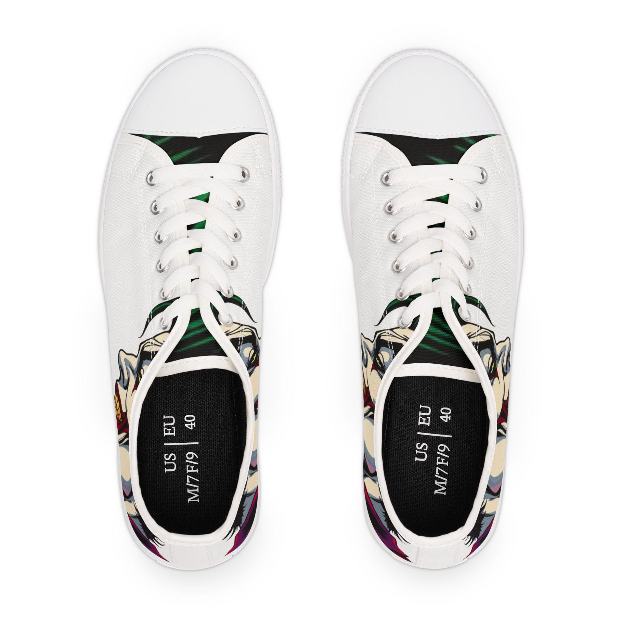 Joker Portrait Women's Low Top Sneakers | Comic Villain Art