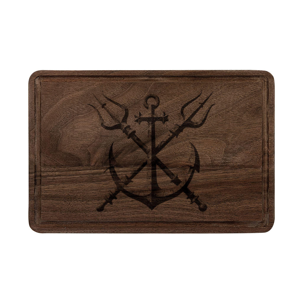 Crossed Anchor and Tridents Wooden Cutting Board | Engraved