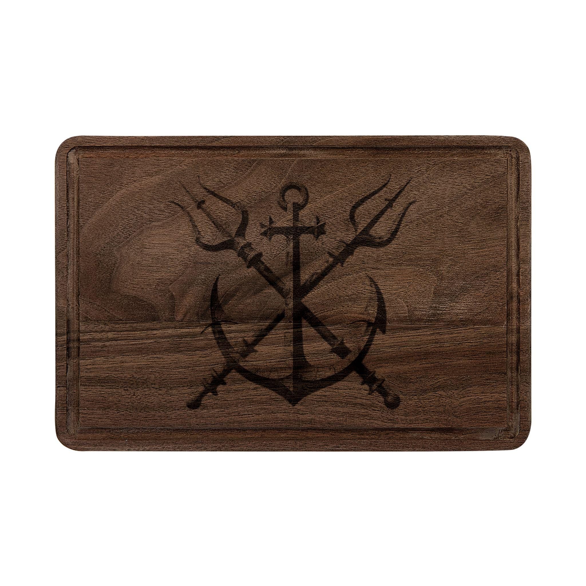 Crossed Anchor and Tridents Wooden Cutting Board | Engraved