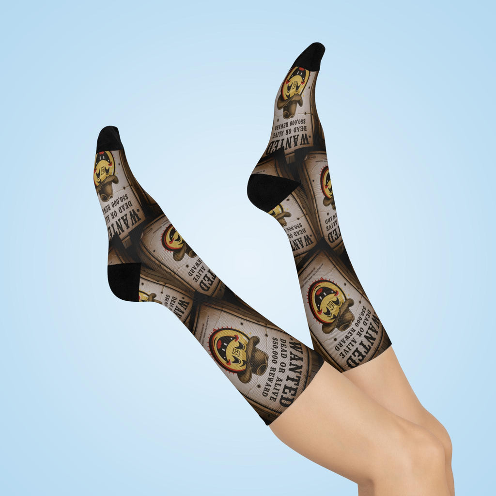 Wanted Poster Emoji Pattern Socks Cushioned Crew