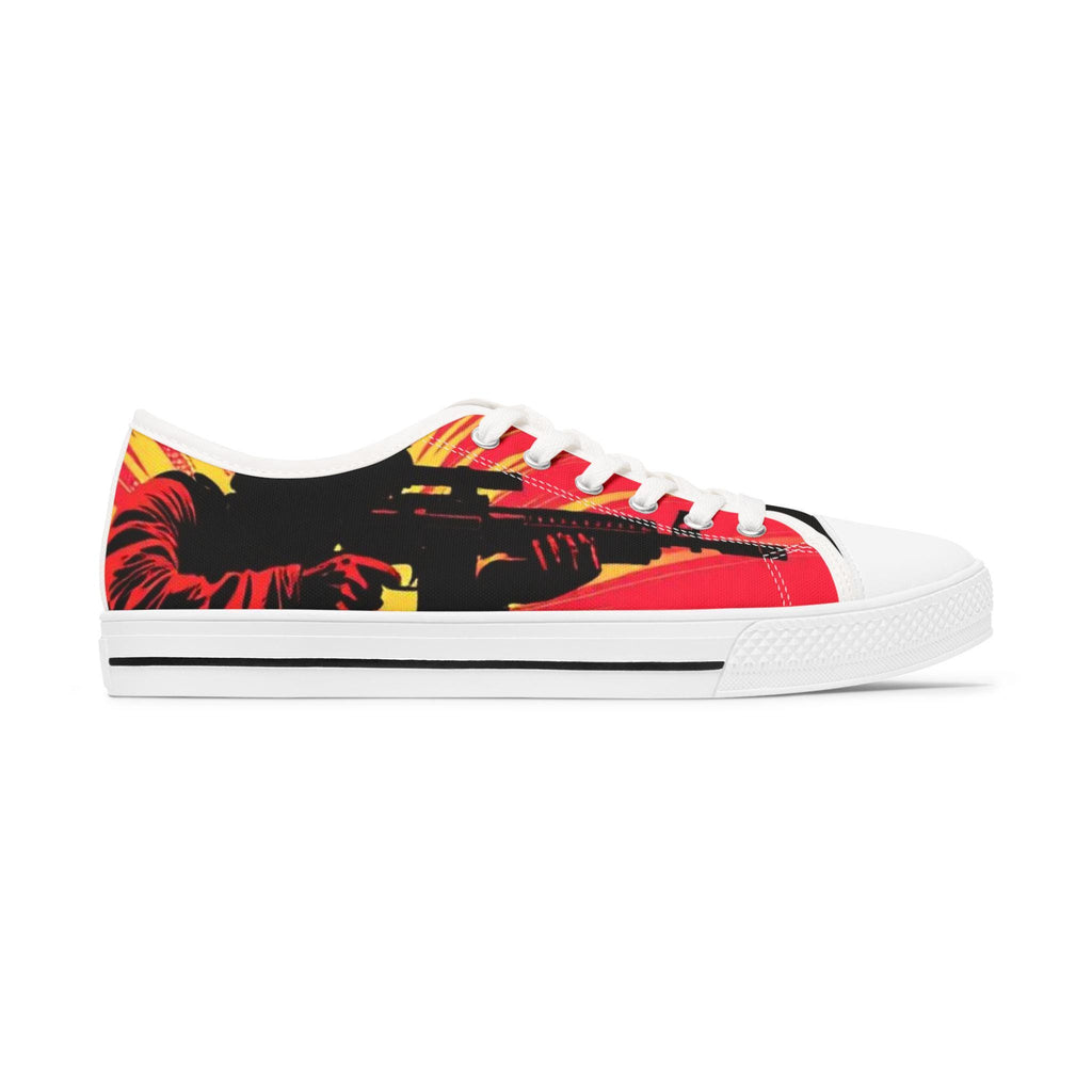 Sunburst Soldier Graphic Low Top Sneakers | Music Rock Instrument Shoes