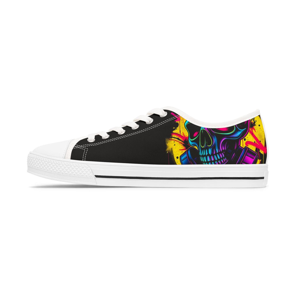 Neon Skull Low Top Sneakers | Women's Colorful Art Print Canvas Shoes
