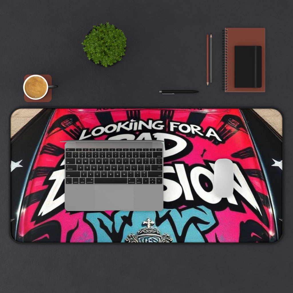 Looking For A Bad Decision Desk Mat | Retro Graffiti Car Hood Design