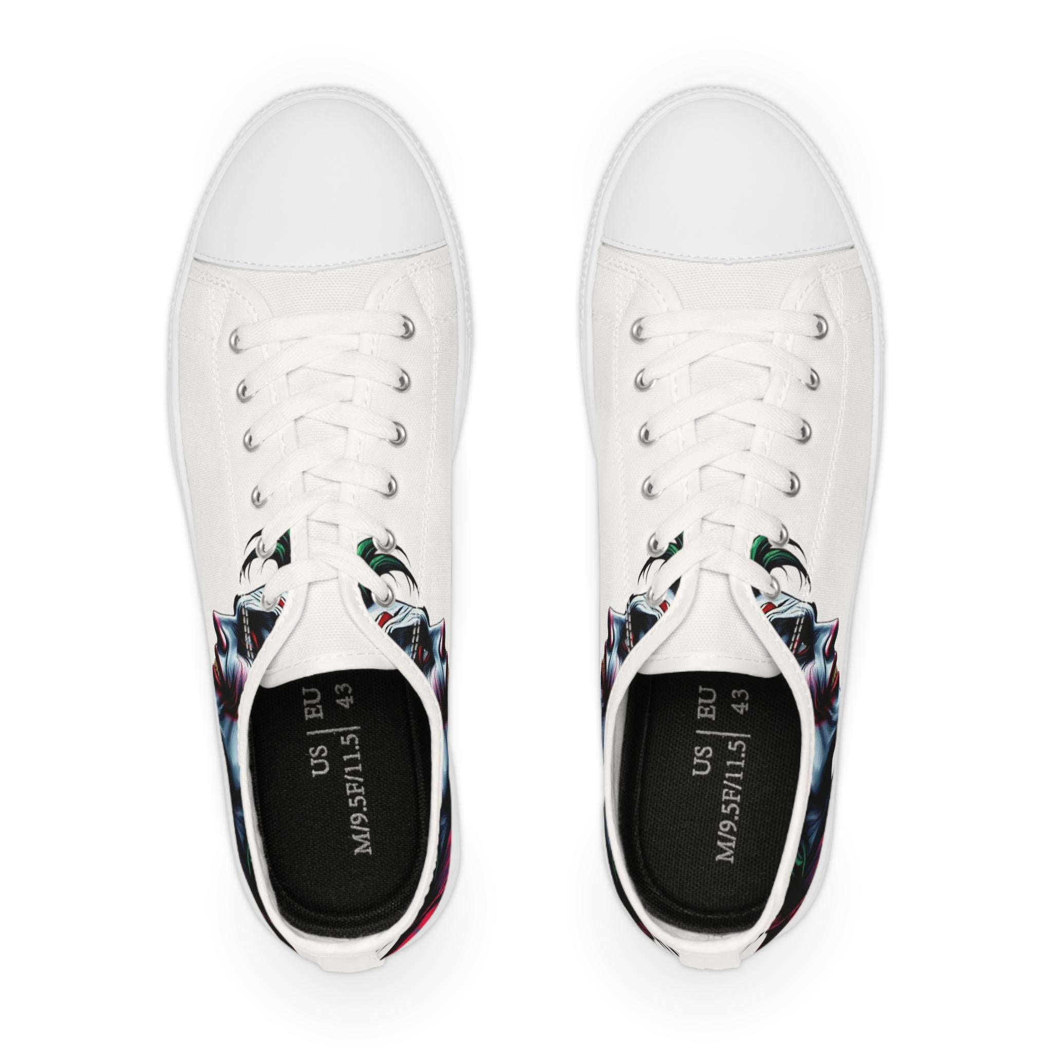 Joker Face Illustration Low Top Sneakers | Comic Villain Artwork