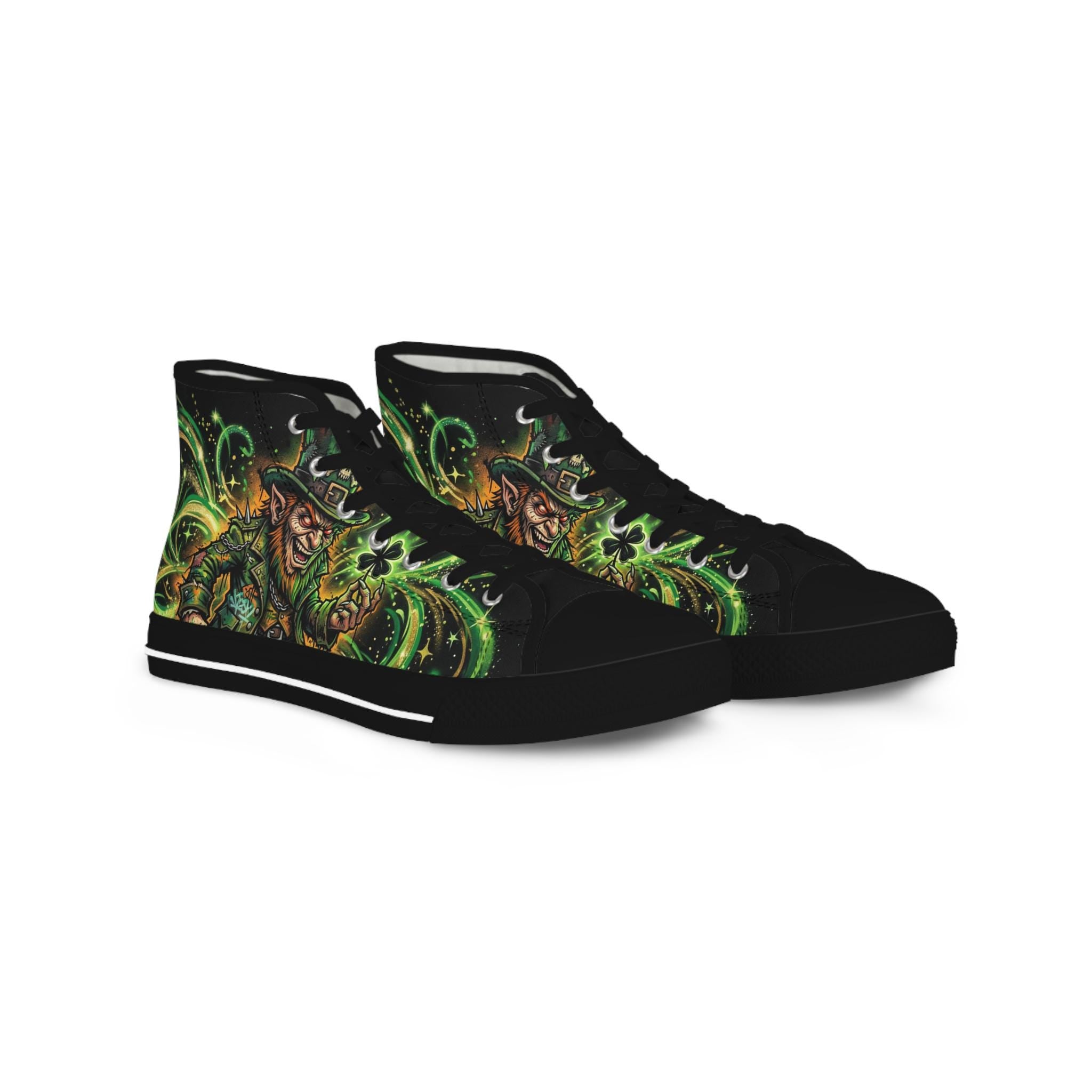 Green Evil Leprechaun High Top Sneakers | Nautical Sea Monster Shoes