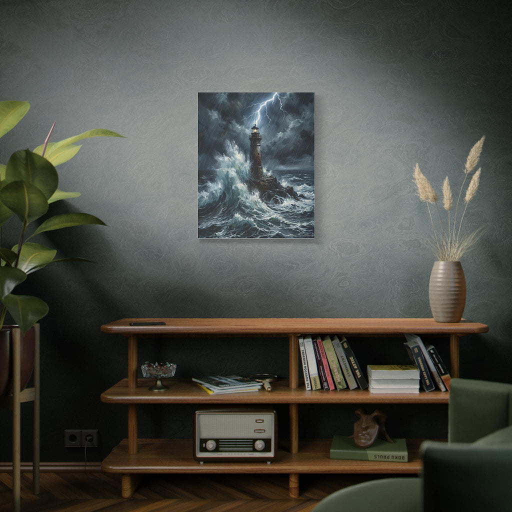 Stormy Lighthouse Canvas Painting | Matte Stretched Wall Art