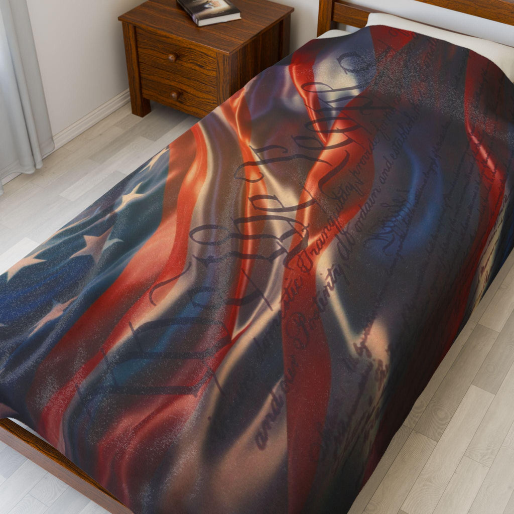 American Flag Wave blanket | Patriotic Stars Stripes Velveteen Plush