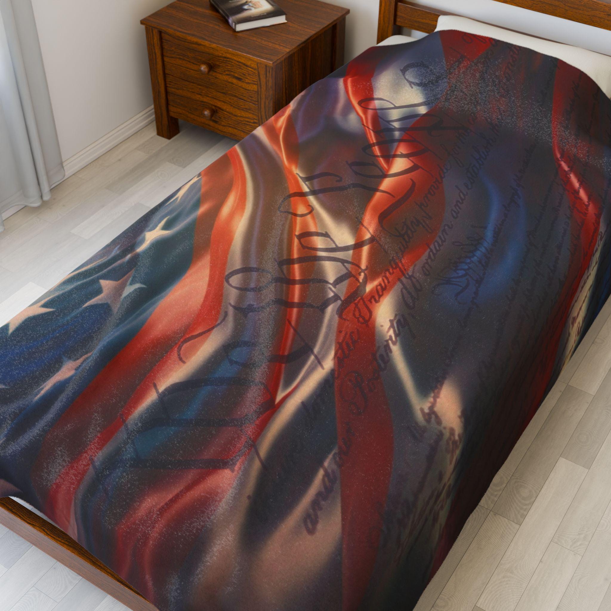American Flag Wave blanket | Patriotic Stars Stripes Velveteen Plush