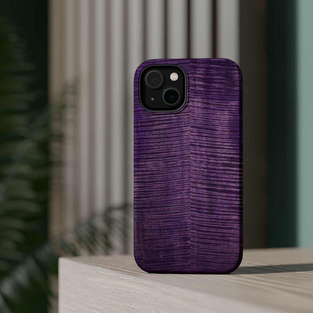 Flamed Maple Purple Woodgrain Phone Case | Magnetic Impact-Resistant Case