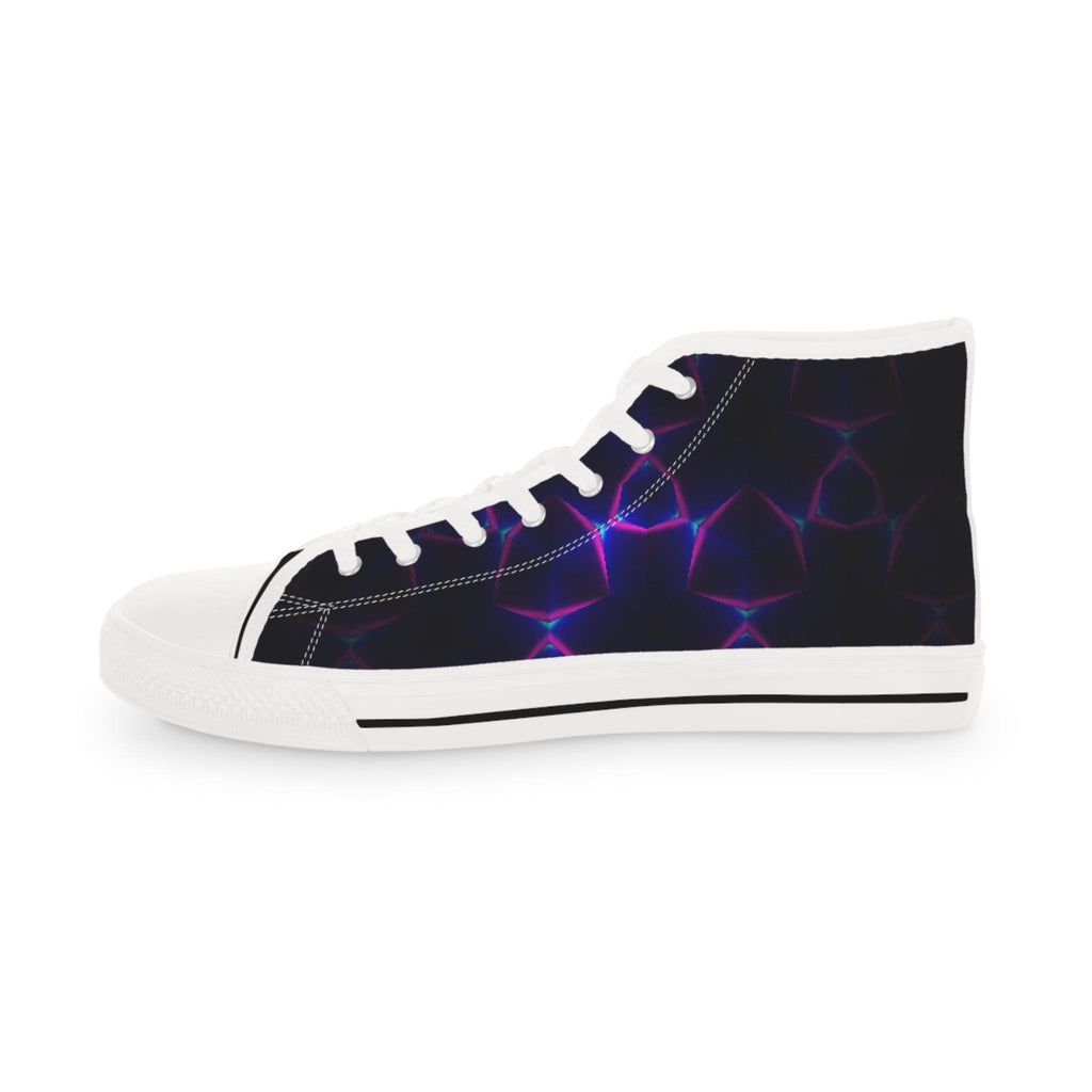 Neon Plasma Pattern High Top Sneakers | Purple Electric Wave Shoes