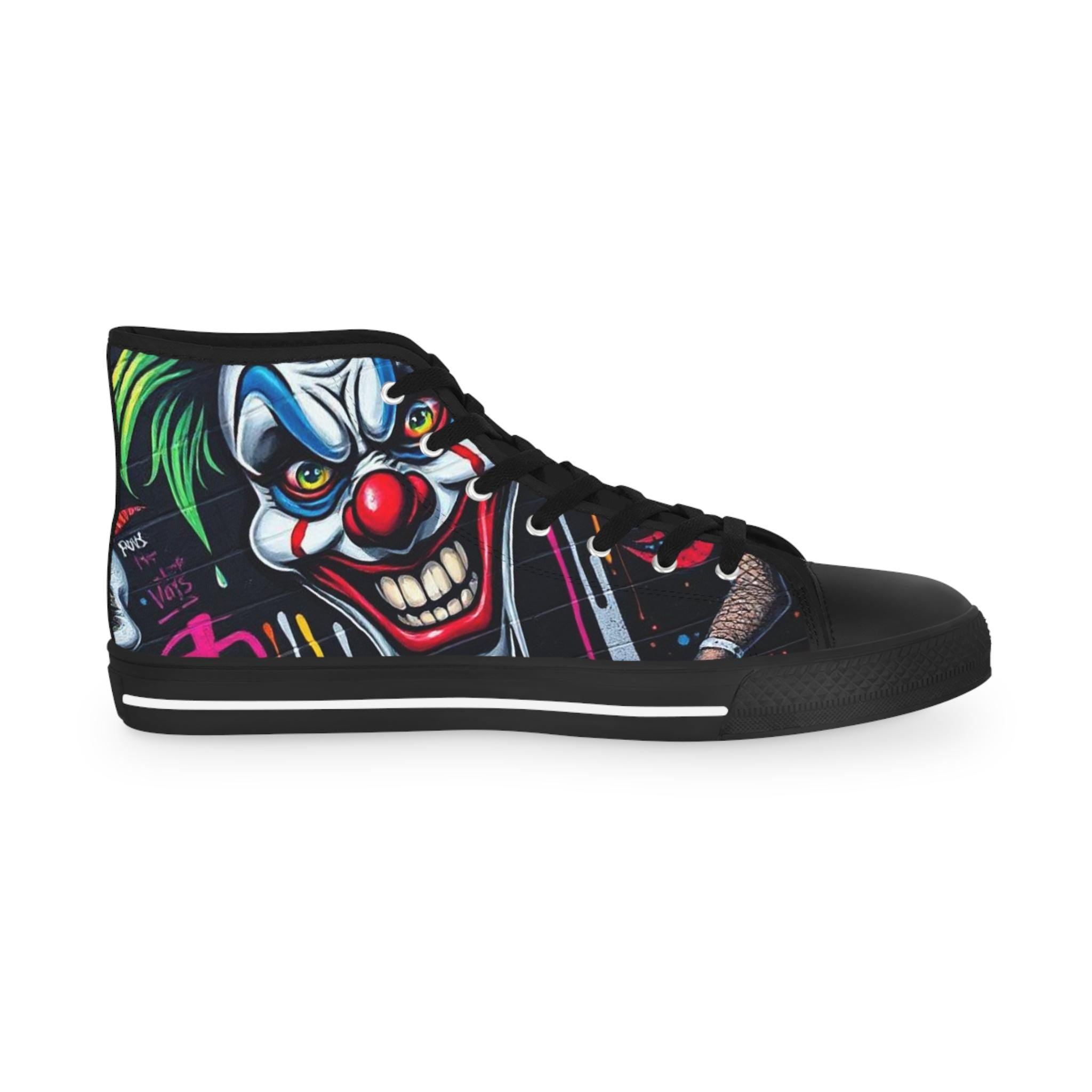 Creepy Clown Face High Top Sneakers | Horror Illustration Shoes