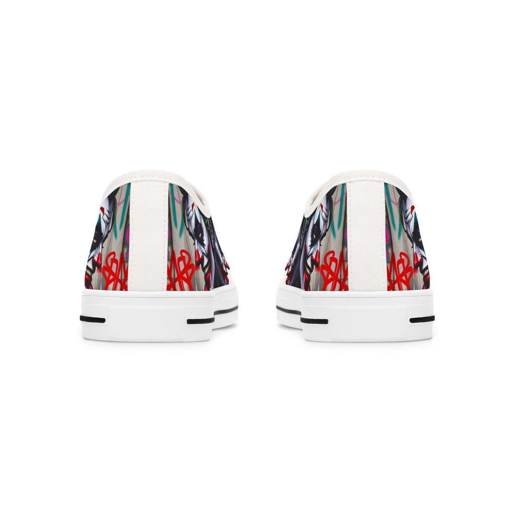 Joker Clown Face Women's Low Top Sneakers | Clown Skull Street Art Shoes