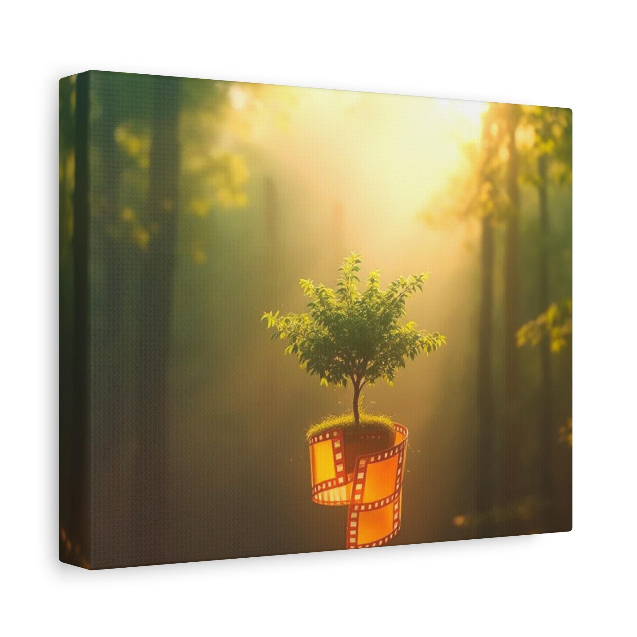Tree Growing from Film Reel Canvas