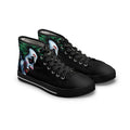 Joker Face Illustration Women's High Top Sneakers | Clown Villain Art, Black Green