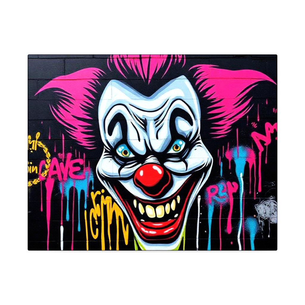 Creepy Graffiti Clown Matte Canvas
