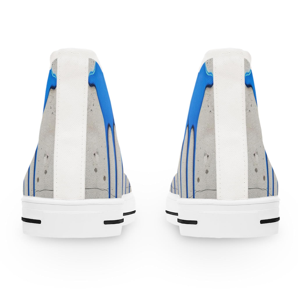 Blue Paint Drip Women's High Top Sneakers | Artistic Streetwear Shoes