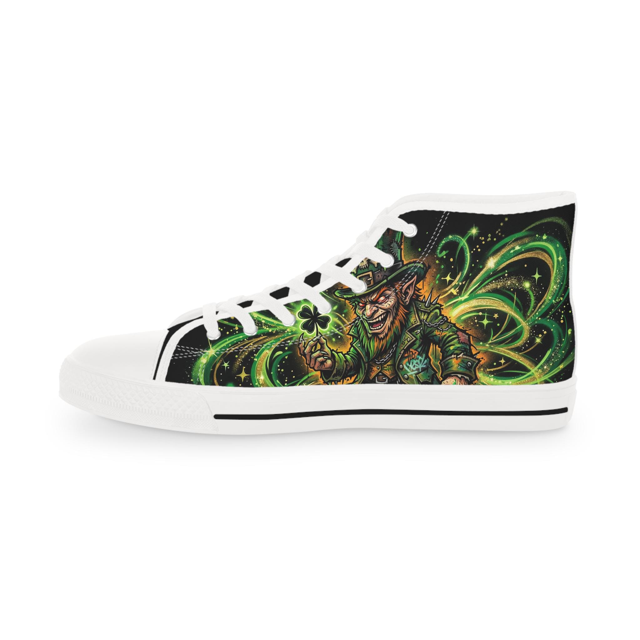 Green Evil Leprechaun High Top Sneakers | Nautical Sea Monster Shoes