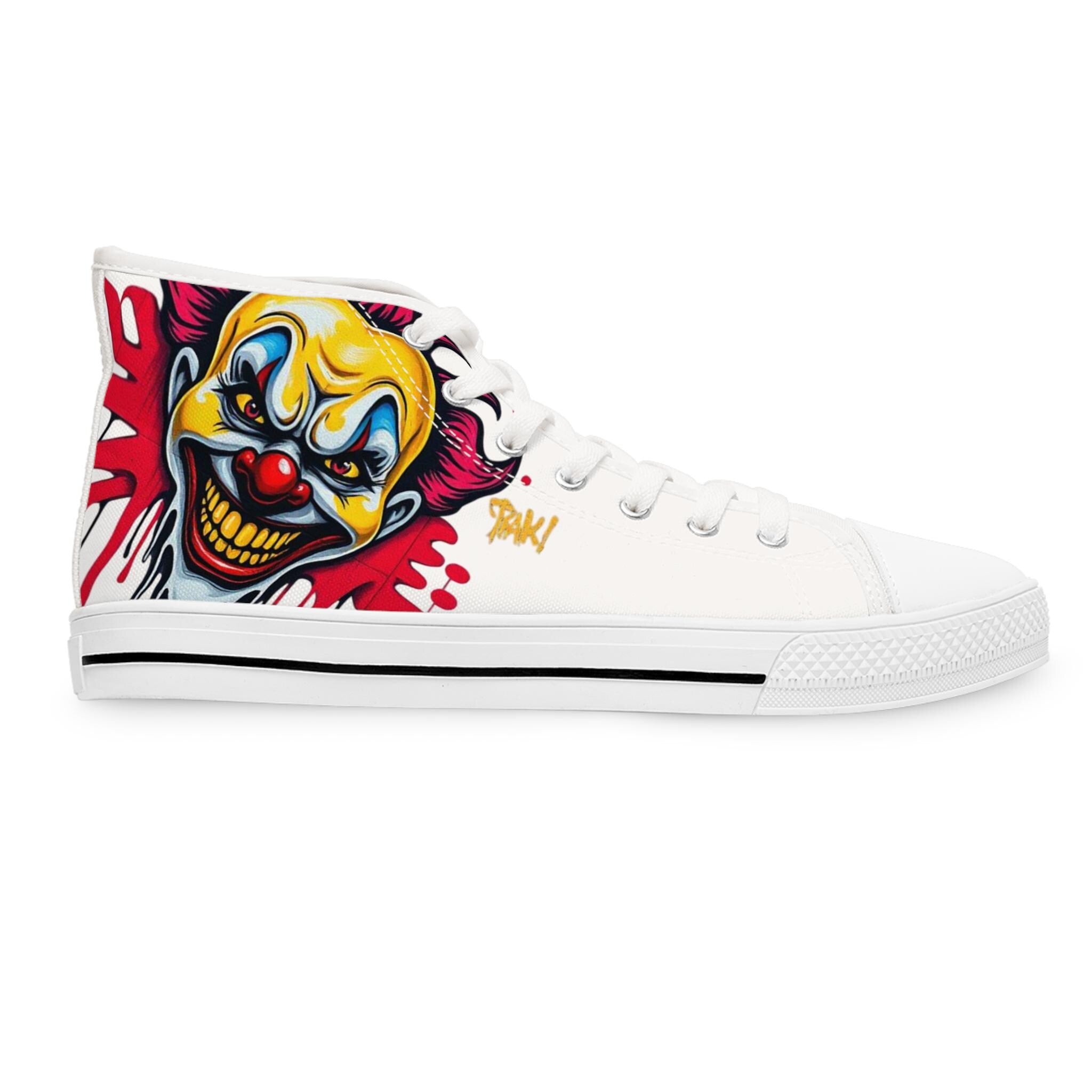 Evil Circus Clown High Top Sneakers | Horror Joker Illustration Shoes