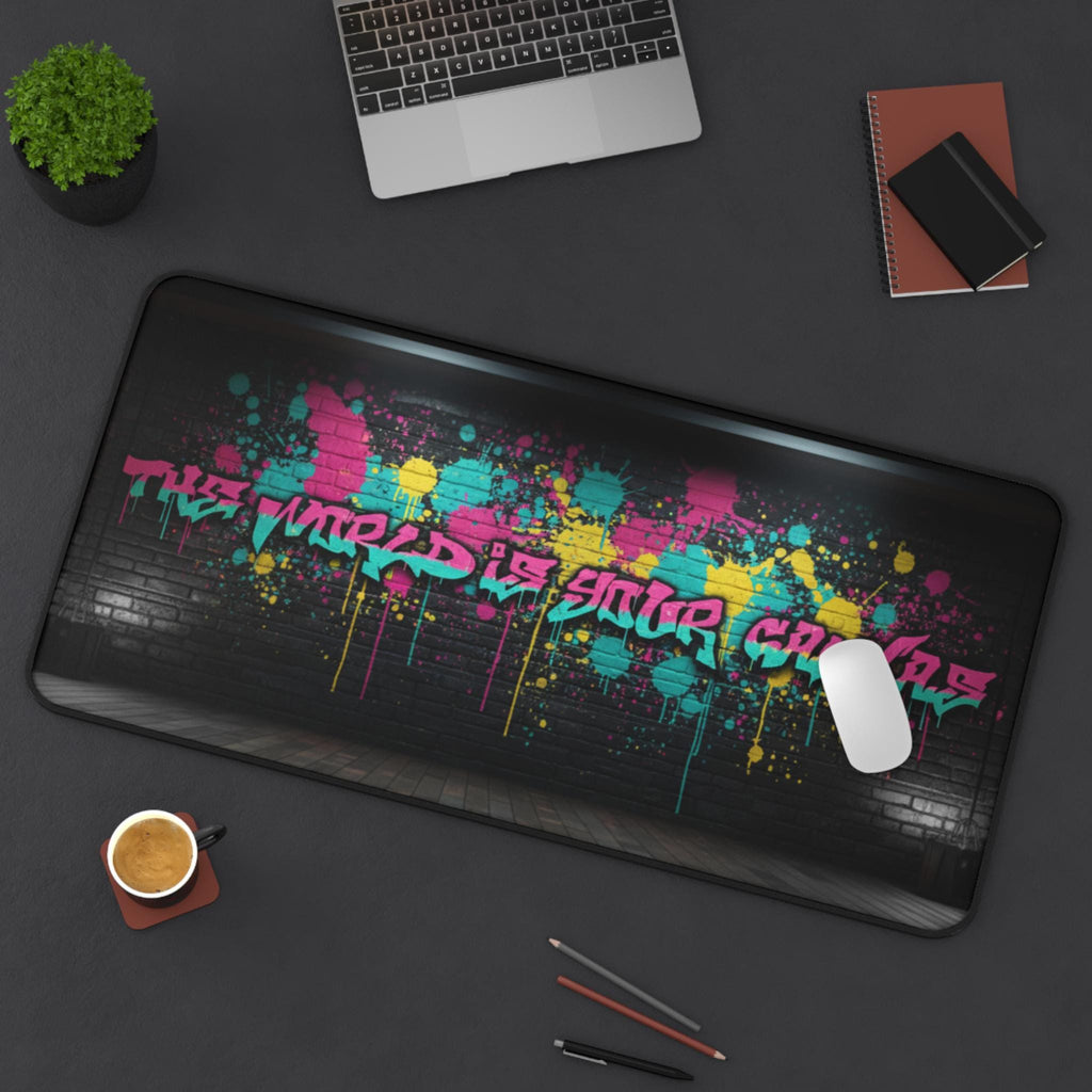 Graffiti Street Art Desk Mat | Colorful Spray Paint Wall Design