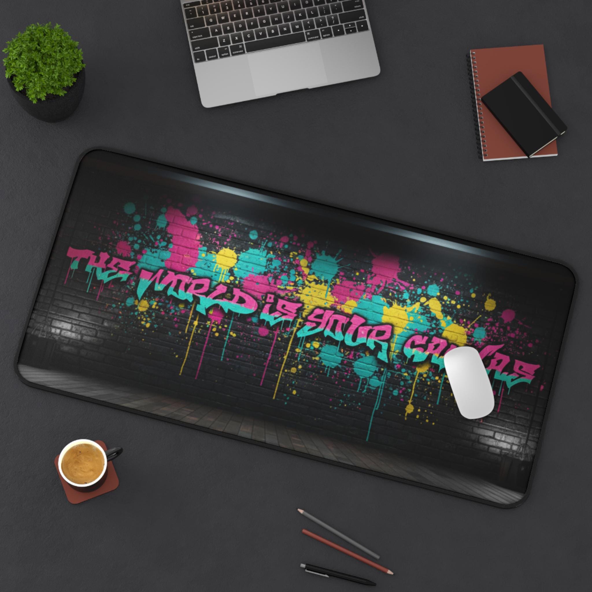 Graffiti Street Art Desk Mat | Colorful Spray Paint Wall Design