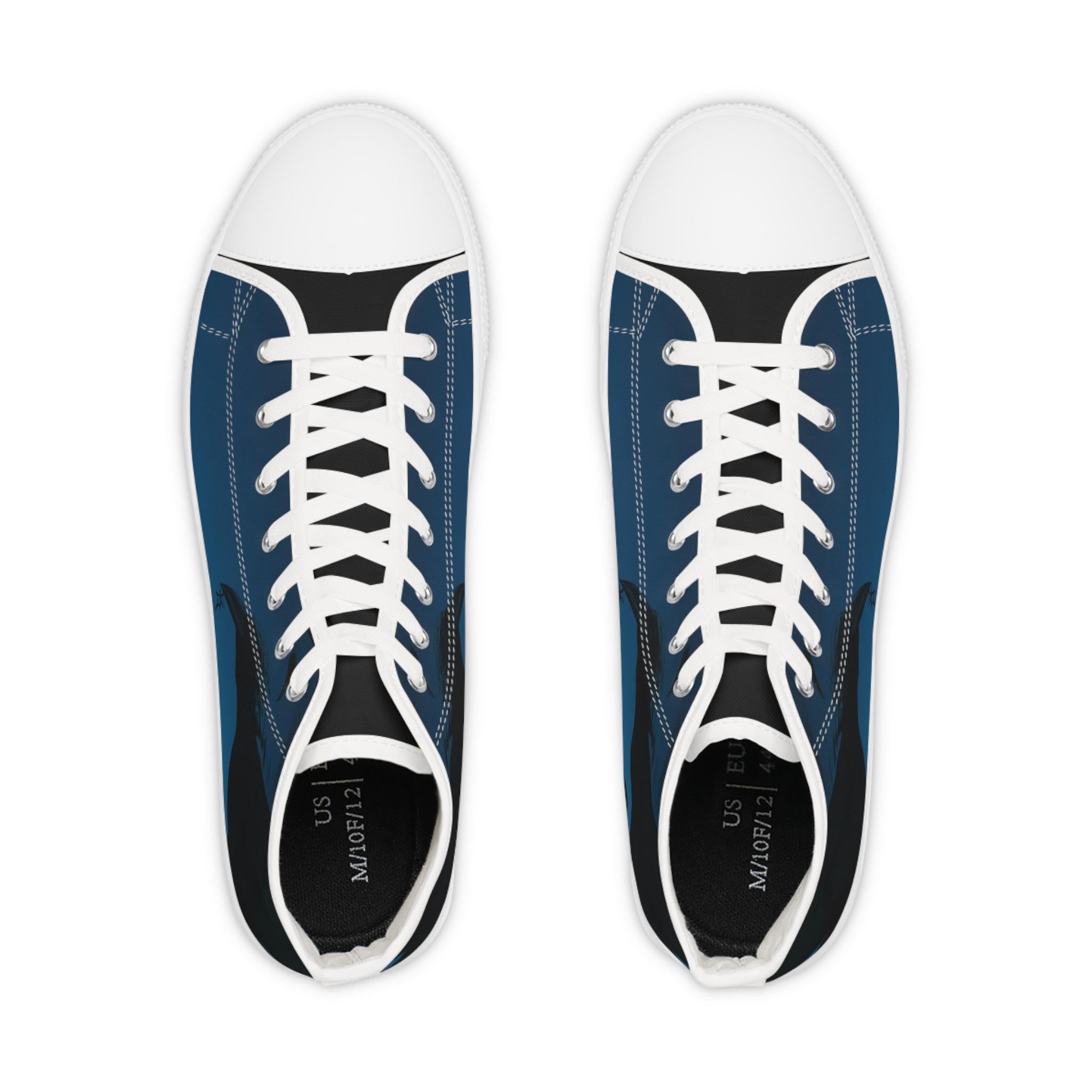 Blue Gradient Silhouette High Top Sneakers | Men's Canvas Shoes