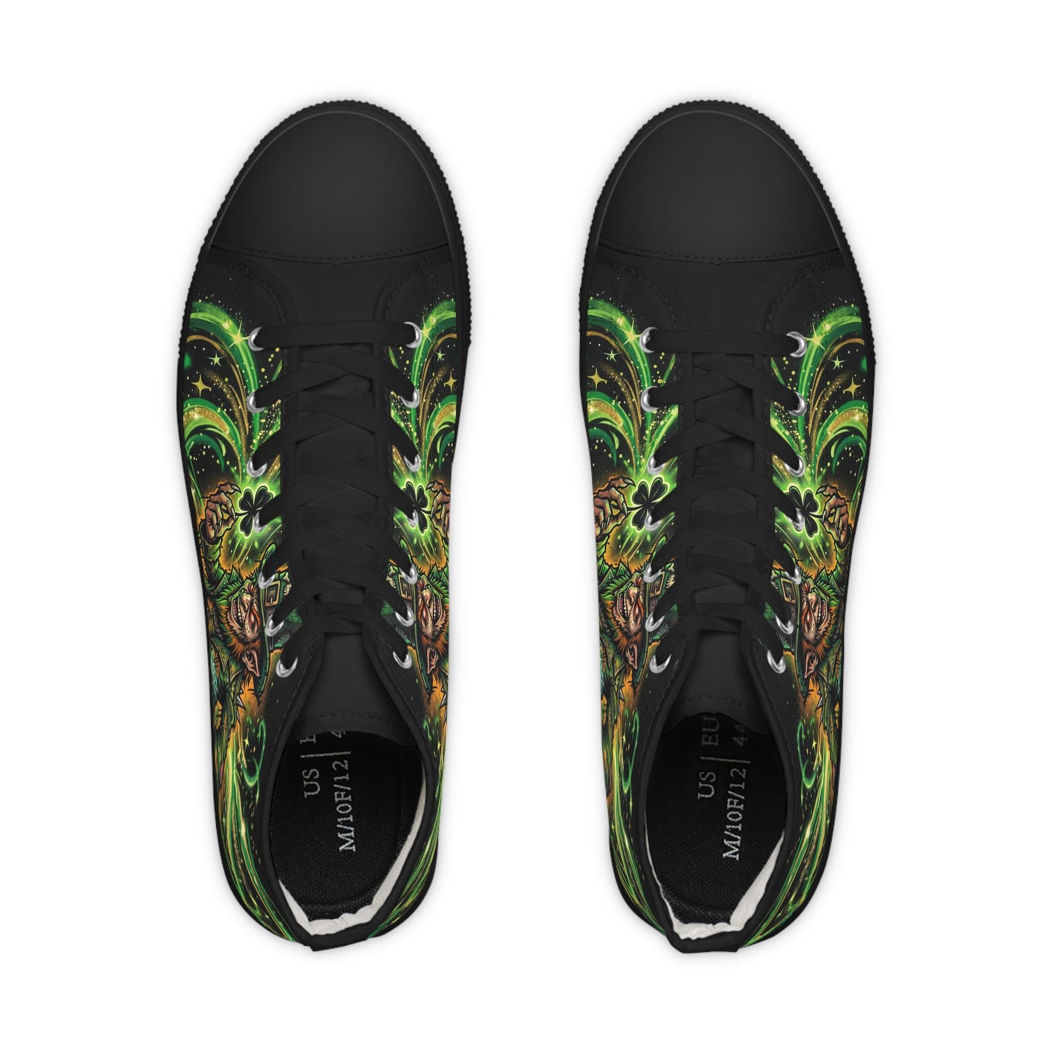 Green Evil Leprechaun High Top Sneakers | Nautical Sea Monster Shoes