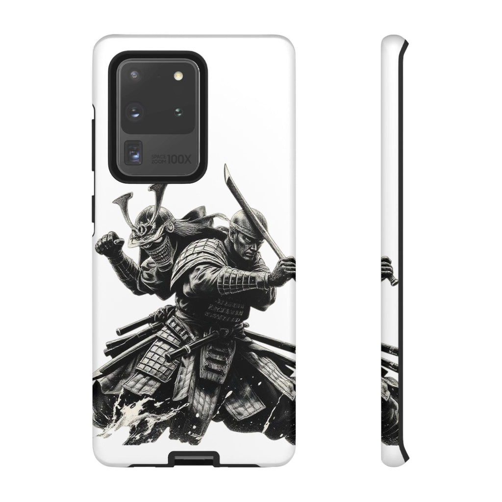 Samurai Warriors Phone Case | Black Ink Battle Illustration, Tough Case