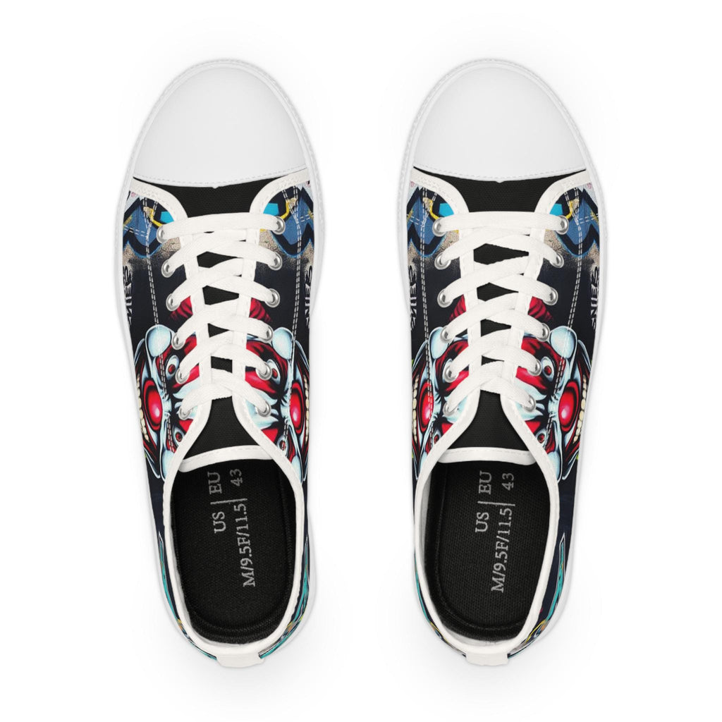 Creepy Clown Graffiti Face men's low top shoes | Horror Carnival Pattern