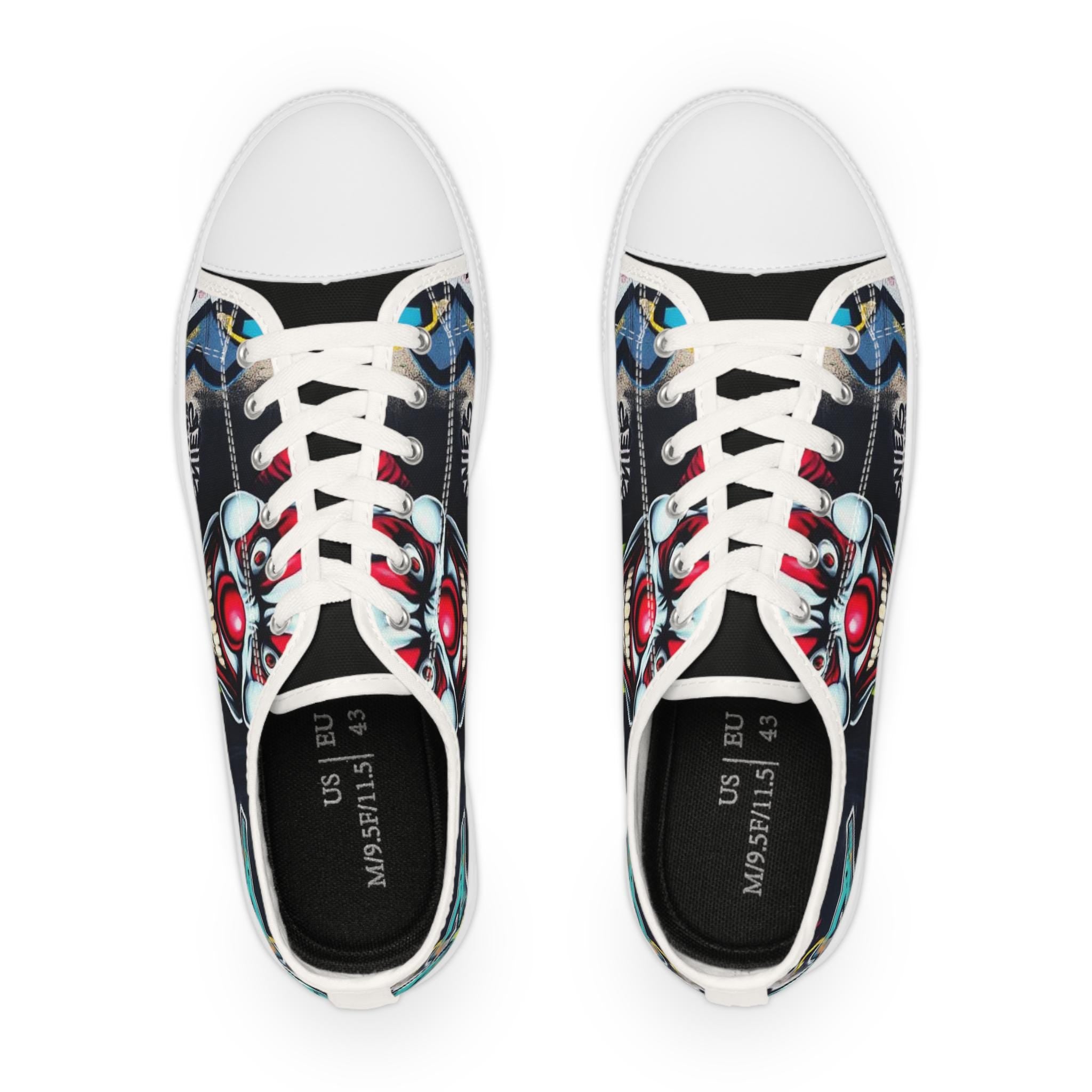 Creepy Clown Graffiti Face men's low top shoes | Horror Carnival Pattern
