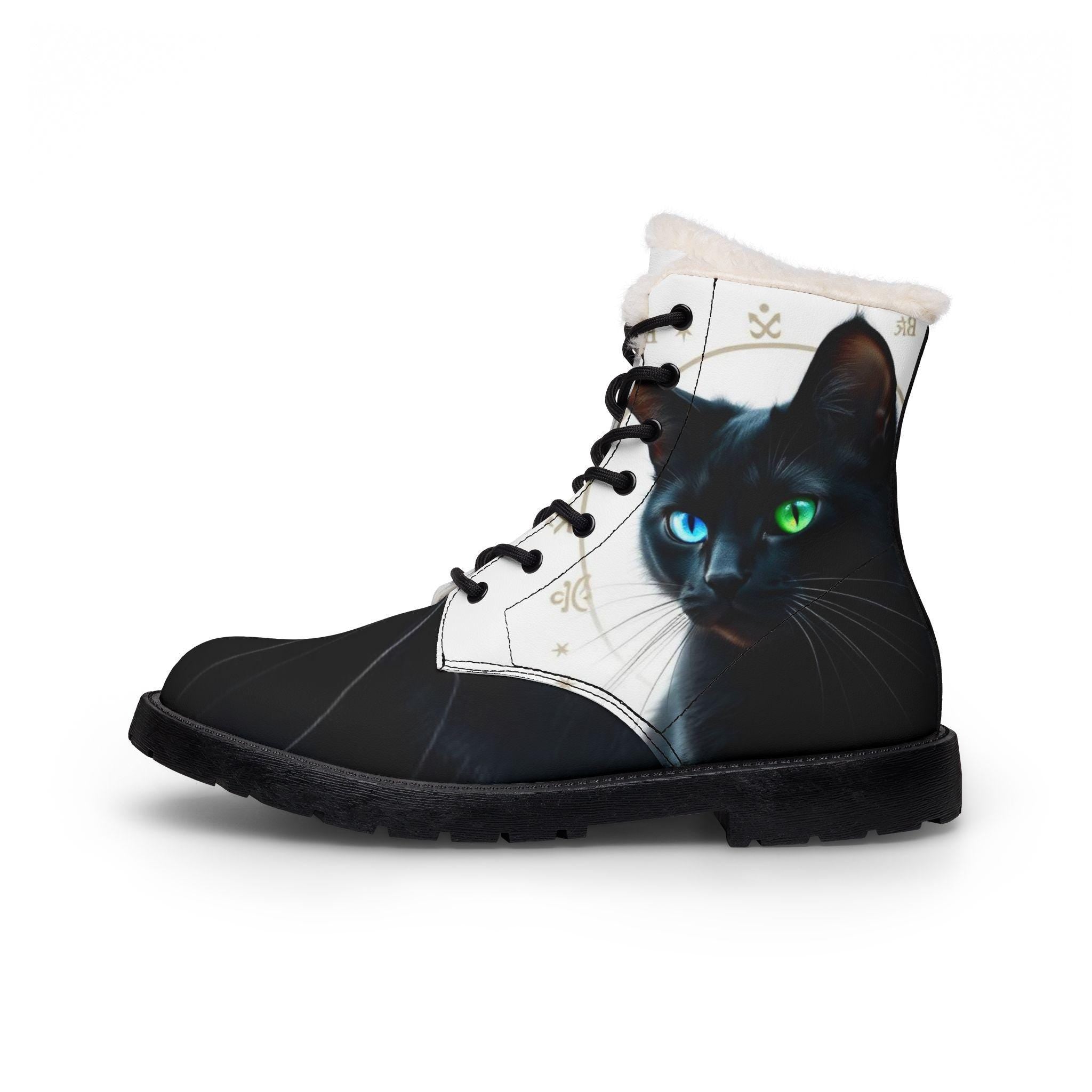 Black Cat Boots | Fur-Lined Leather Boots