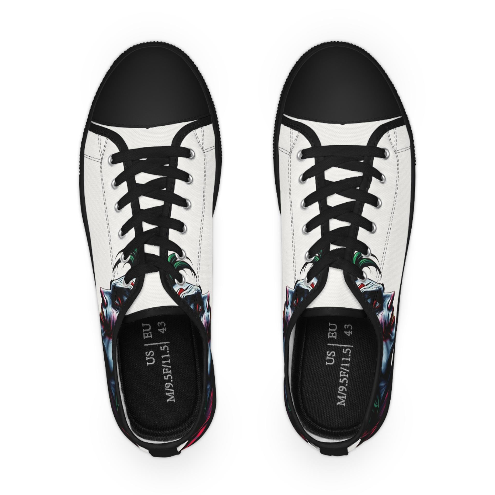 Joker Face Illustration Low Top Sneakers | Comic Villain Artwork
