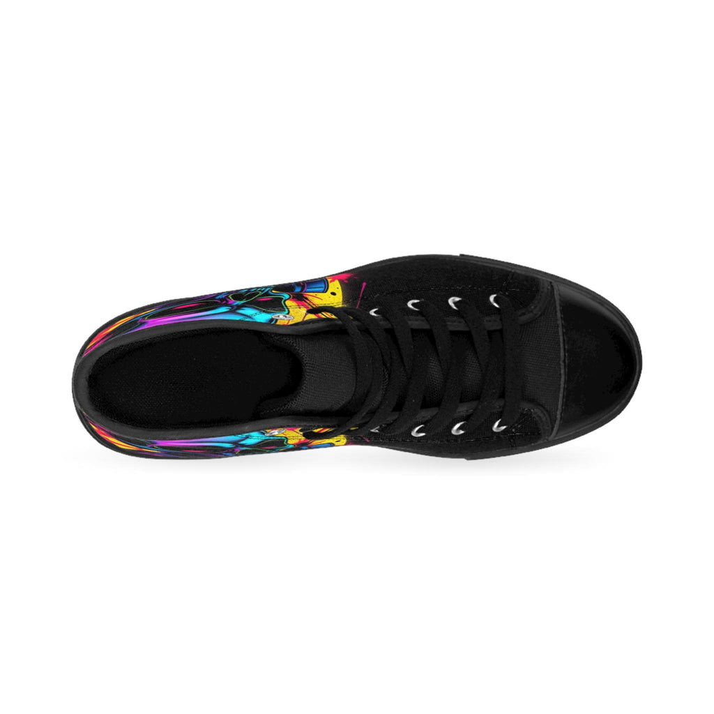 Neon Skull High Top Sneakers | Colorful Graffiti Skull Shoes