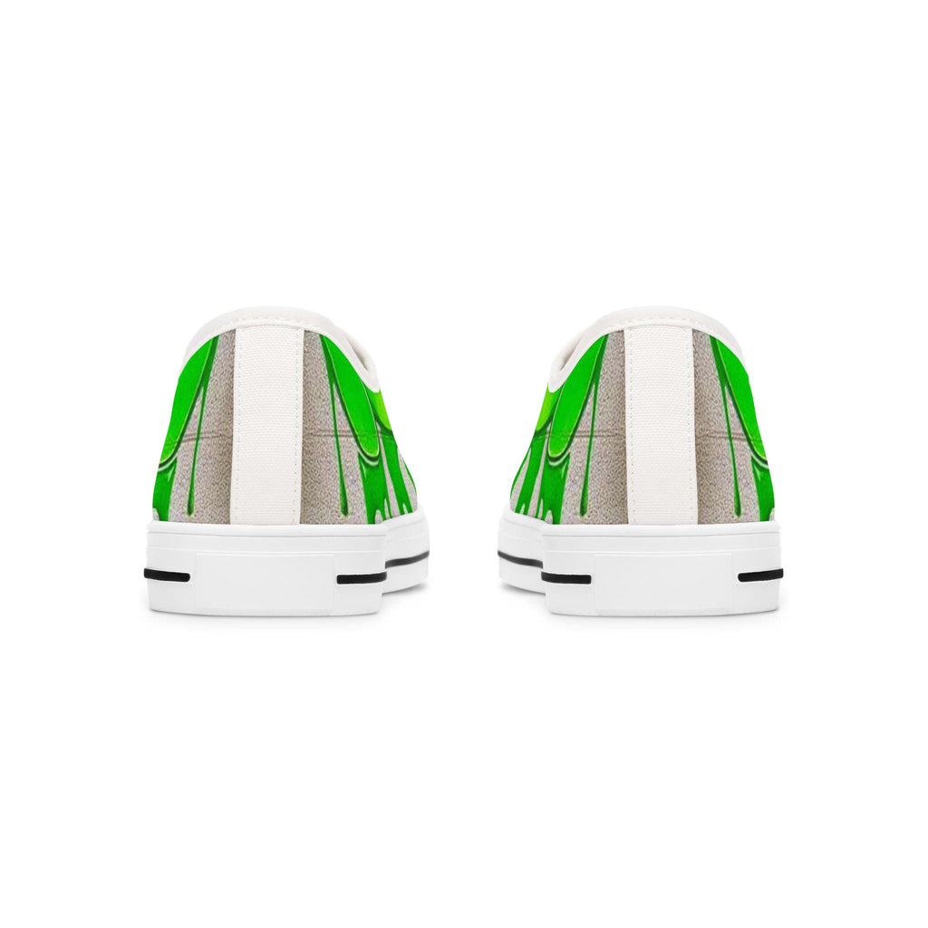 Green Paint Drip Women's Low Top Sneakers | Neon Slime Design