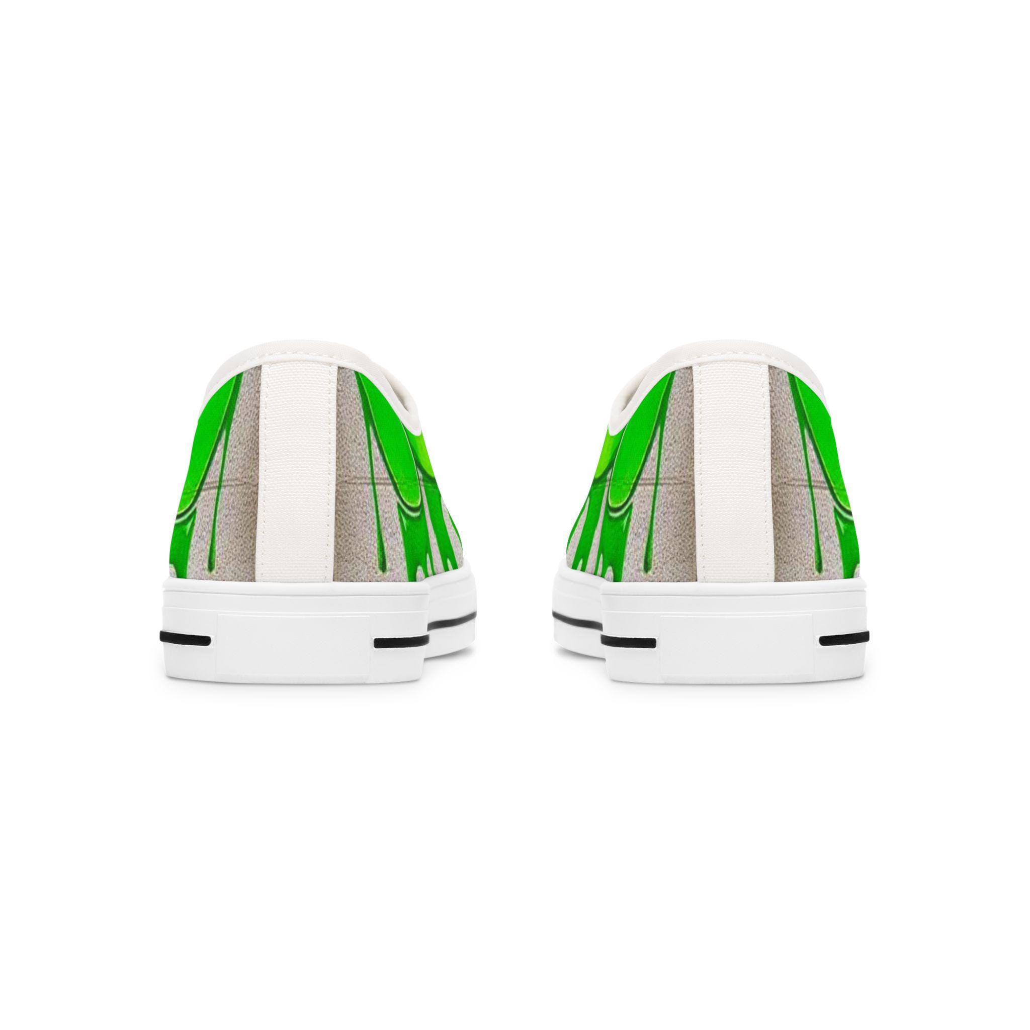 Green Paint Drip Women's Low Top Sneakers | Neon Slime Design