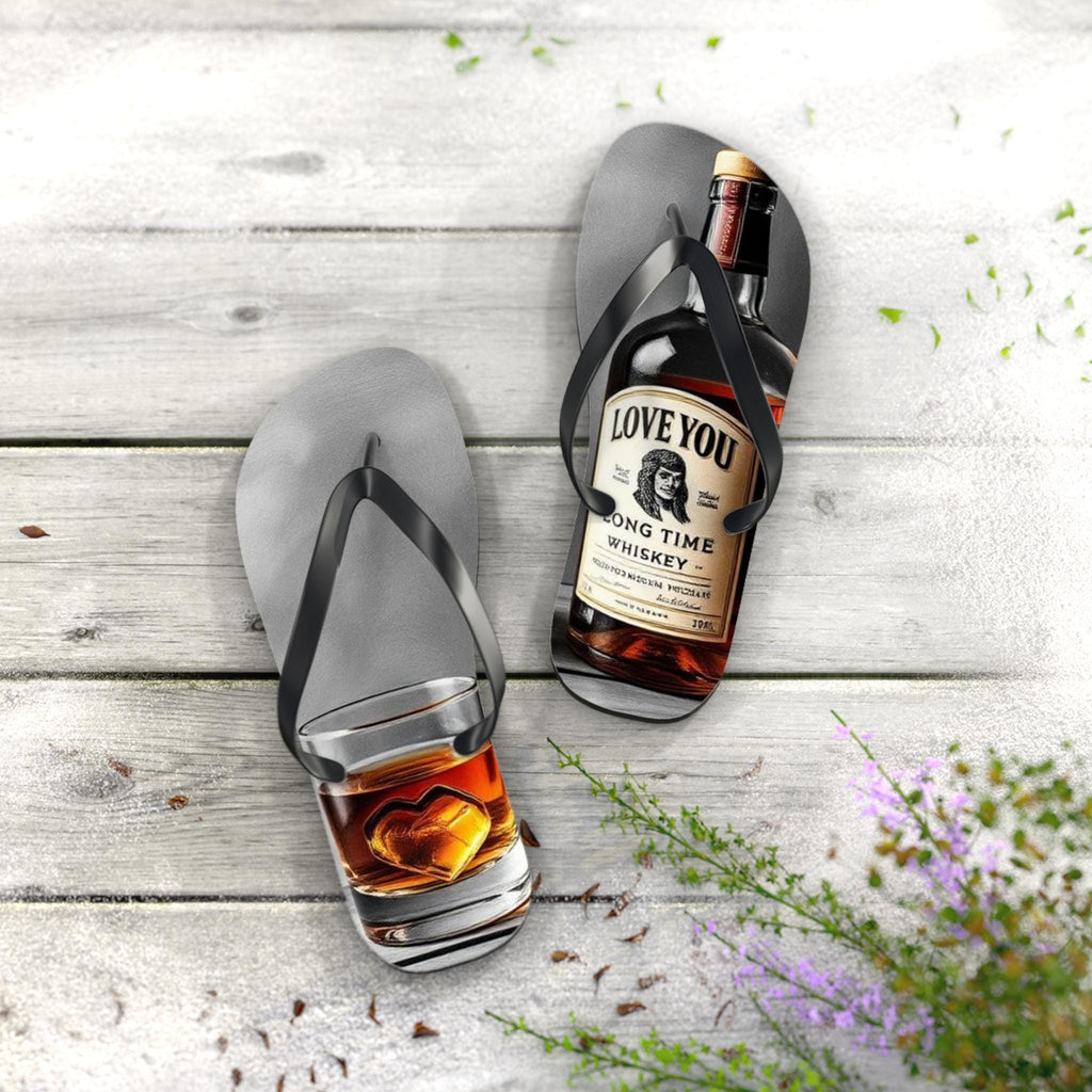 Whiskey Bottle and Glass flip flops | Alcohol Drink Sandals