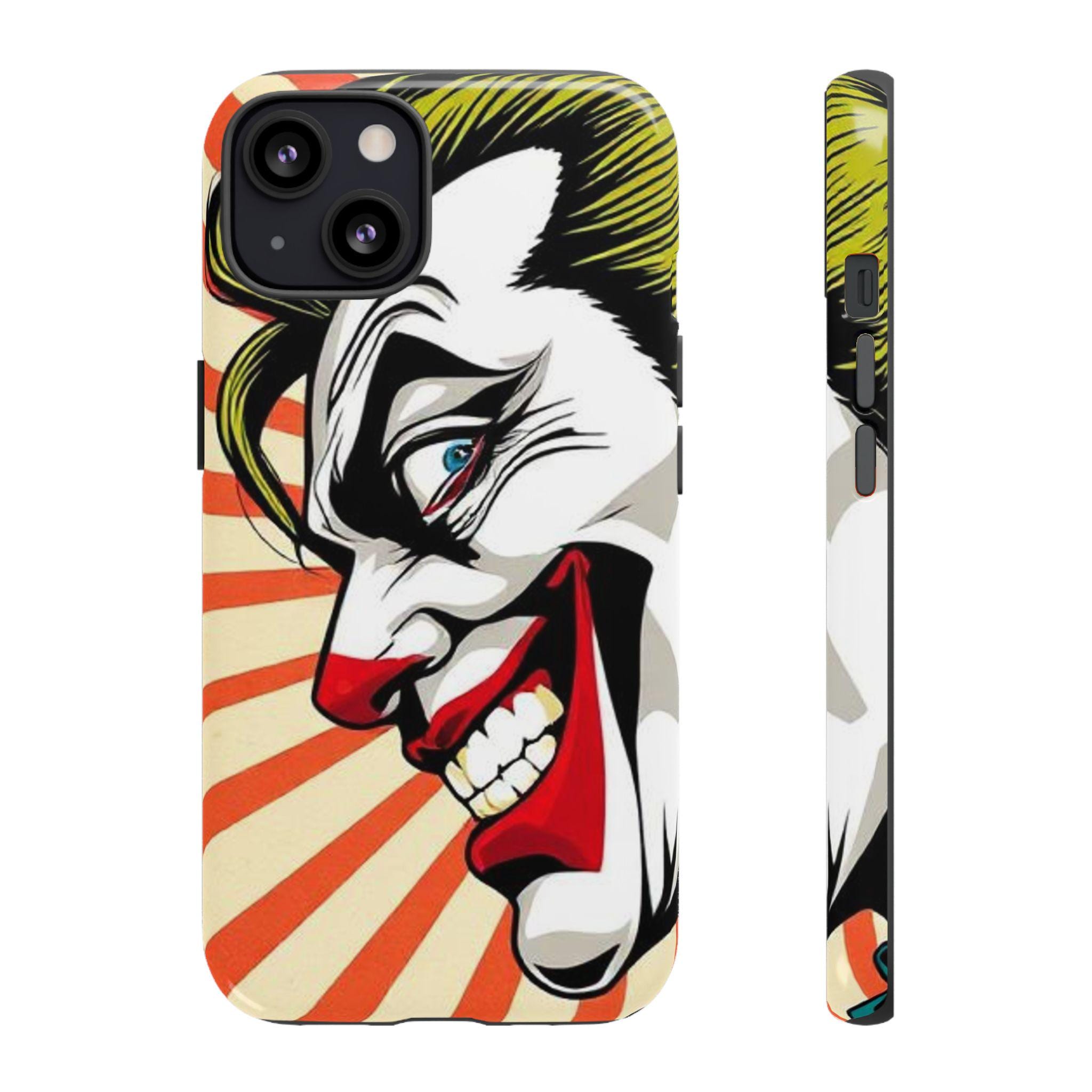 Evil Joker Face Tough Cases | Joker Grin Phone Case, Red Rays Design
