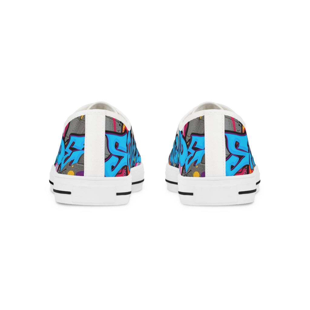 Blue Graffiti Street Art Sneakers | Low Top Canvas Shoes