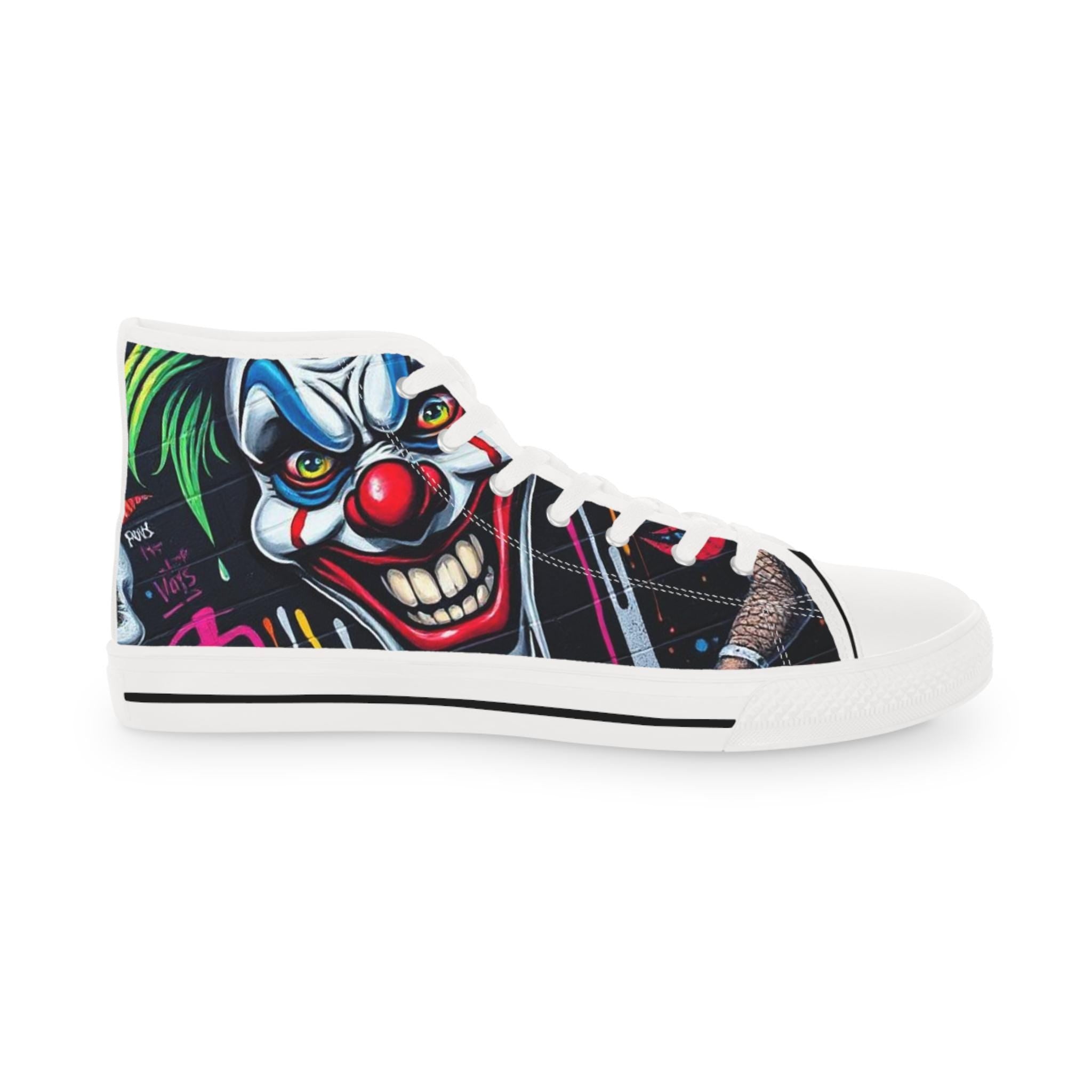 Creepy Clown Face High Top Sneakers | Horror Illustration Shoes
