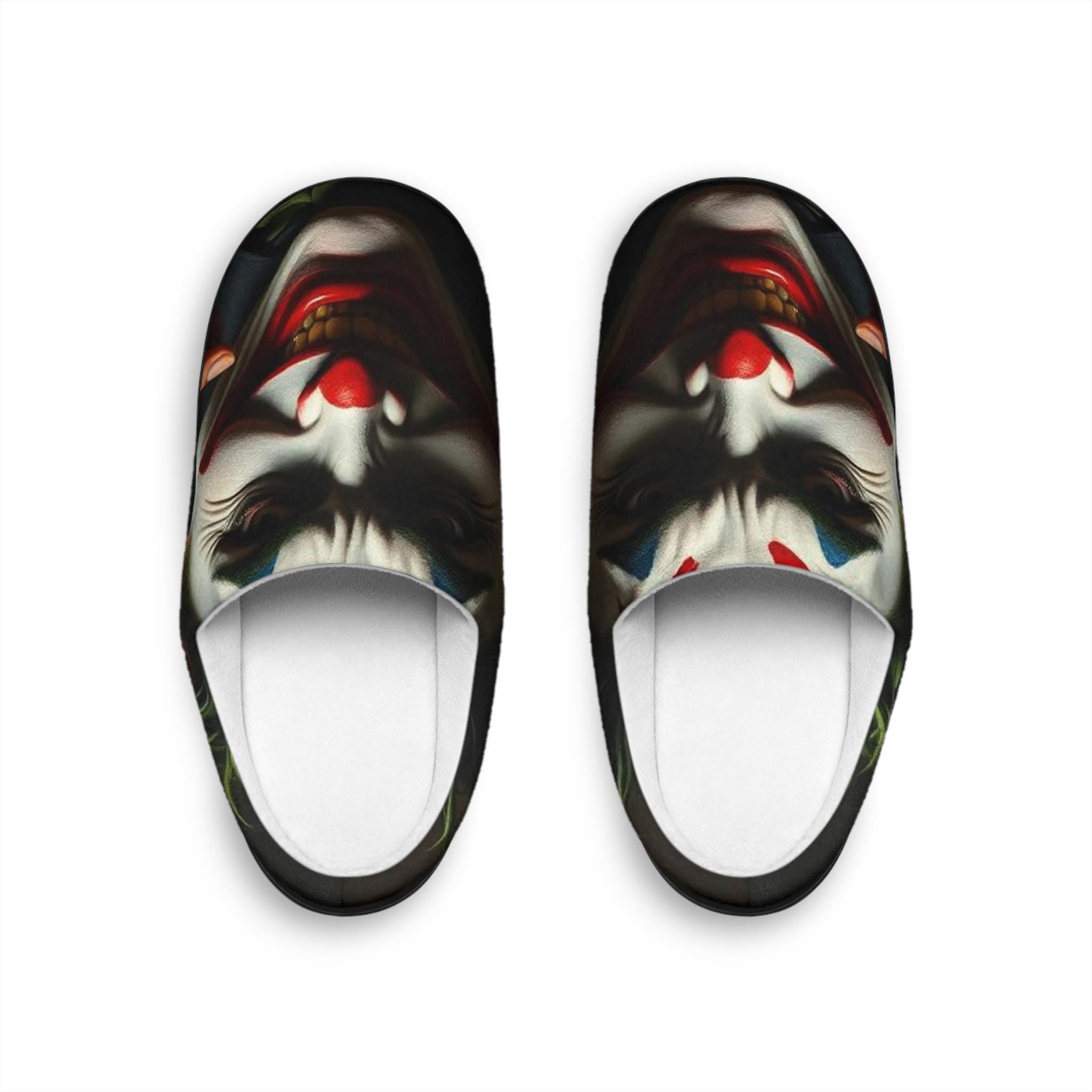 Joker Clown Face Men's Indoor Slippers | Horror Movie Character Slip-Ons
