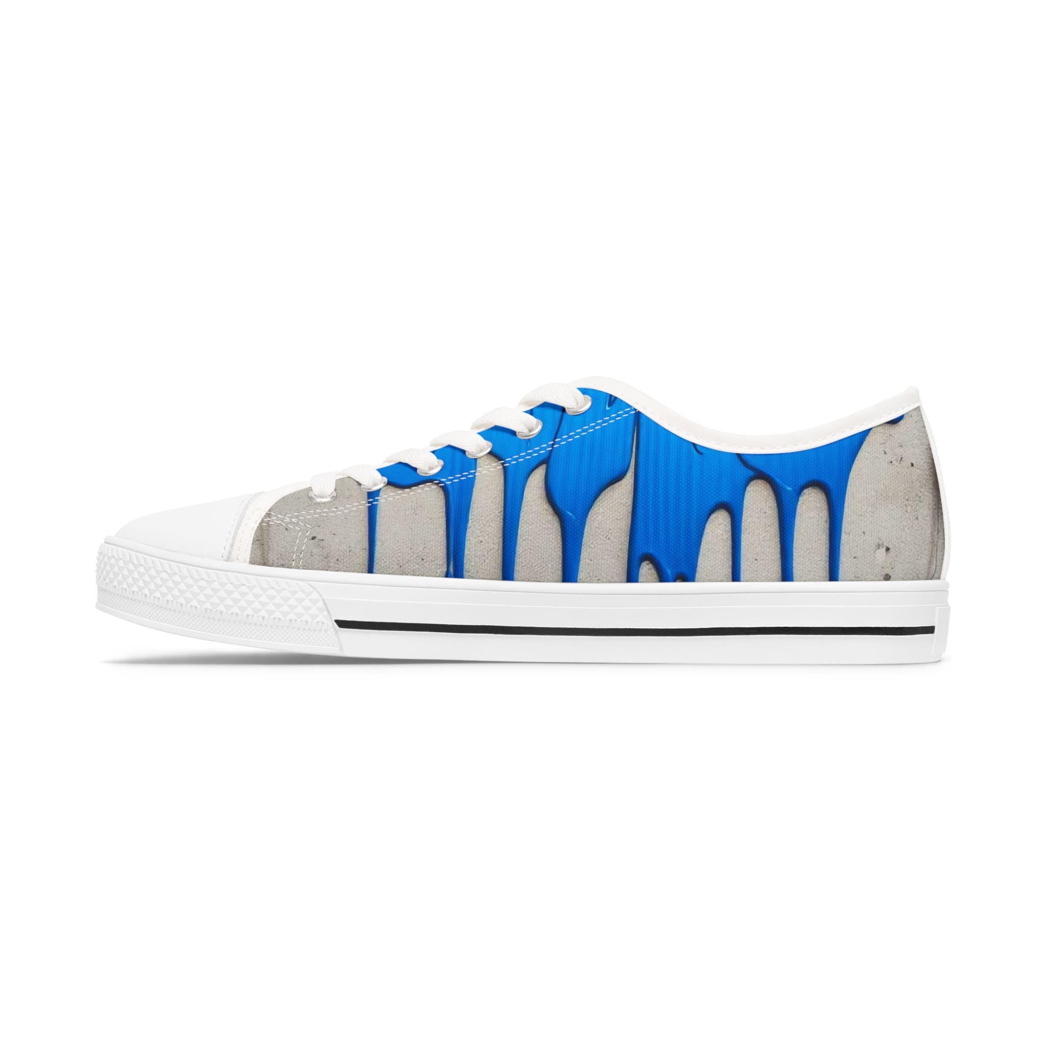 Blue Paint Drip Sneakers | Low Top Sneakers