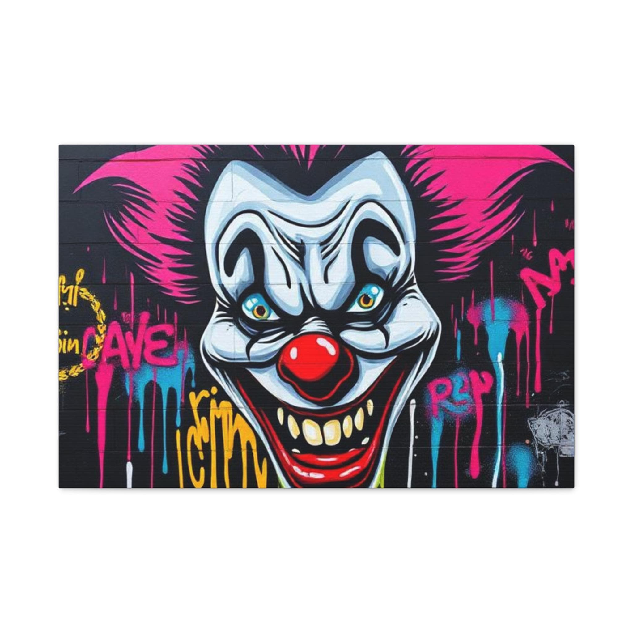 Creepy Graffiti Clown Matte Canvas