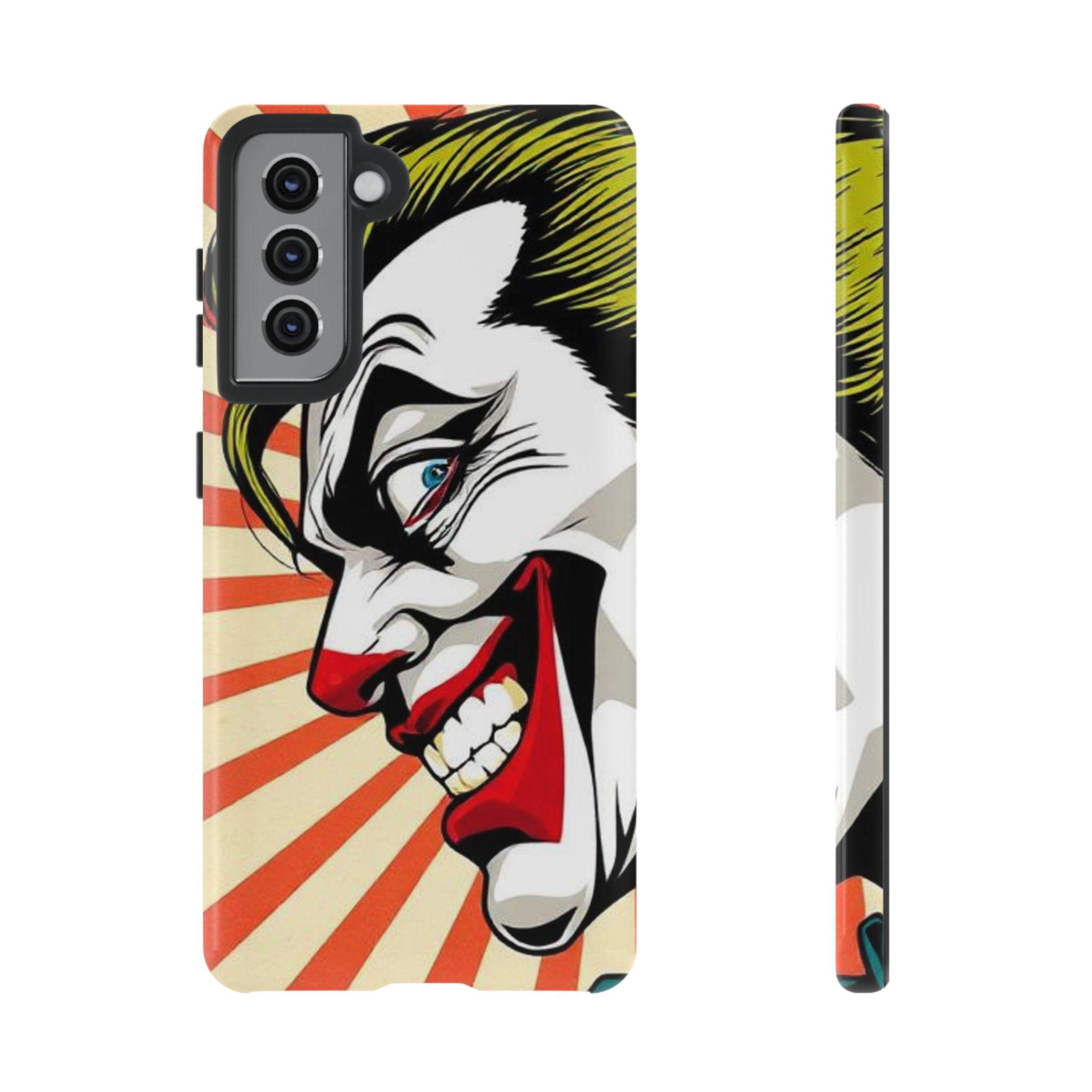 Evil Joker Face Tough Cases | Joker Grin Phone Case, Red Rays Design