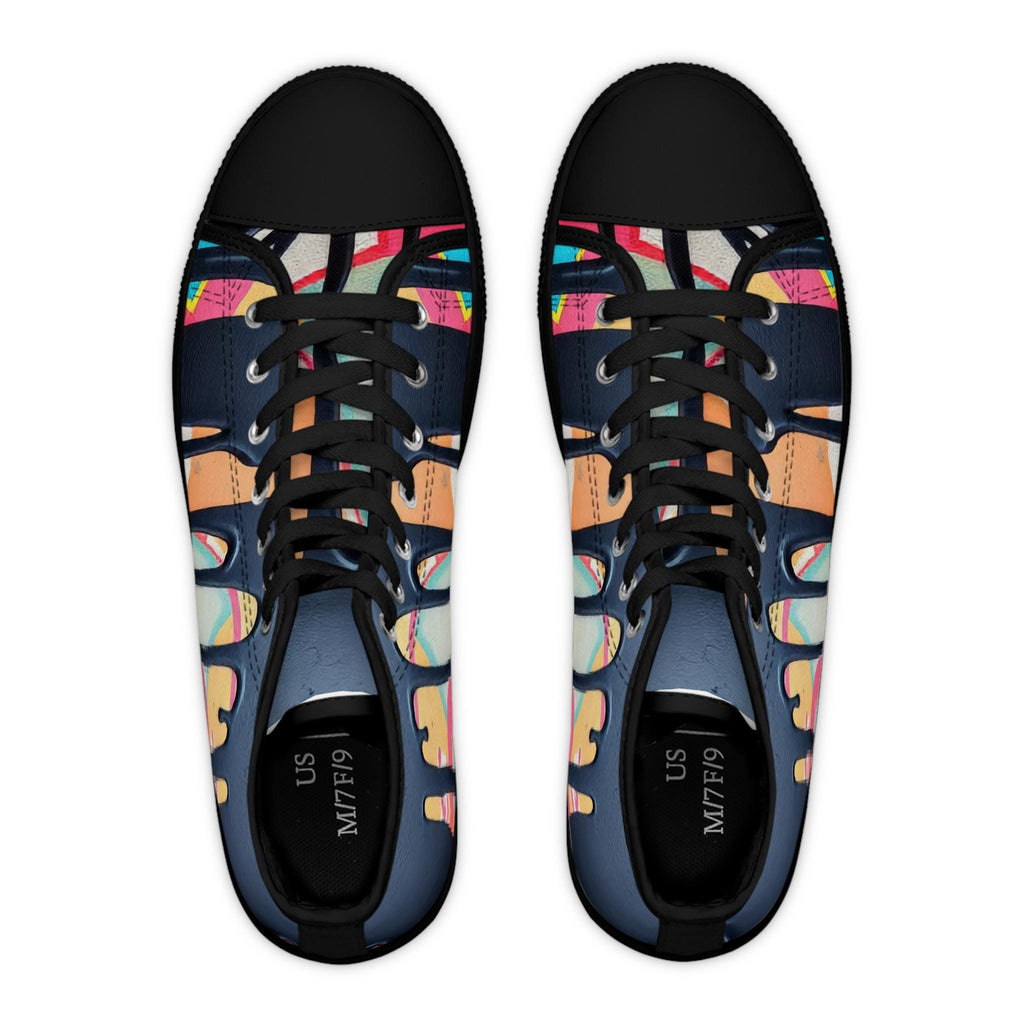 Paint Drip Pattern Sneakers Women's High Top Sneakers | Colorful Graffiti Art
